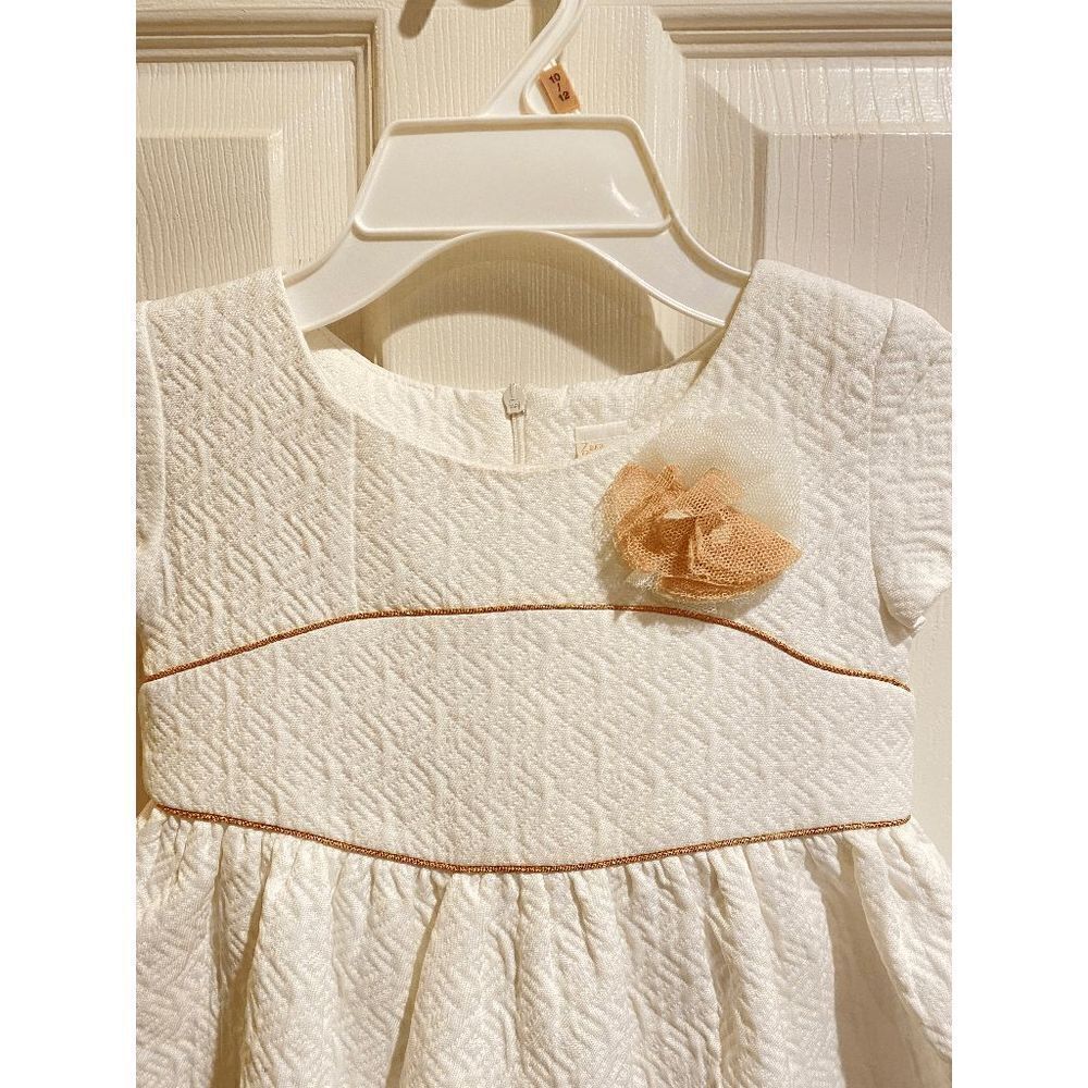 Zara Kids Cap Sleeve Bow at Chest Fit & Flare Dress White Sz 5-6 - Picture 4 of 7